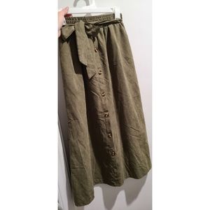 Olive Midi Skirt Buttons